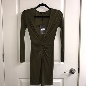 Missguided army green bodycon dress